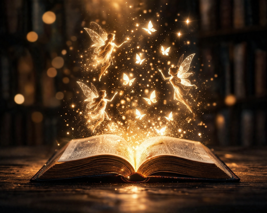 Home golden magic in a forgotten library